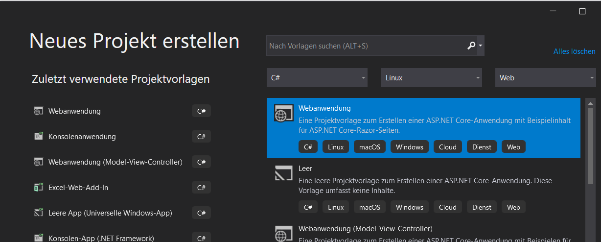 Create a new Web Application