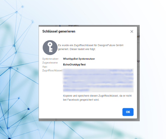 Storing the system user token